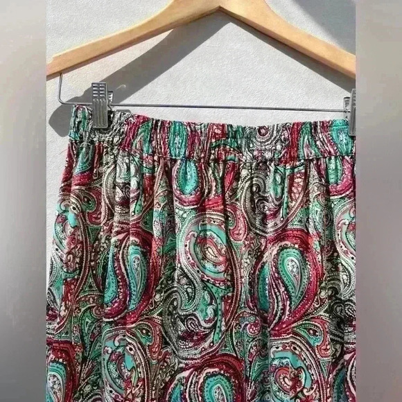 Saint Tropez West Womens Red Paisley Boho Euro Summer Coastal Maxi Skirt Small - Picture 3 of 7